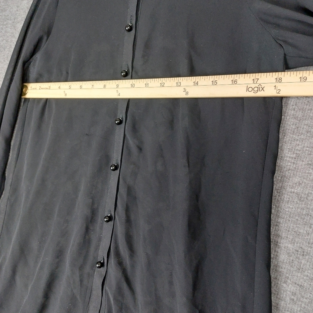 FOCUS 2000 WOMENS BLACK SHEER LACE PANEL BUTTON FRONT WHIMSYGOTH SHIRT SZ SMALL - Picture 7 of 9